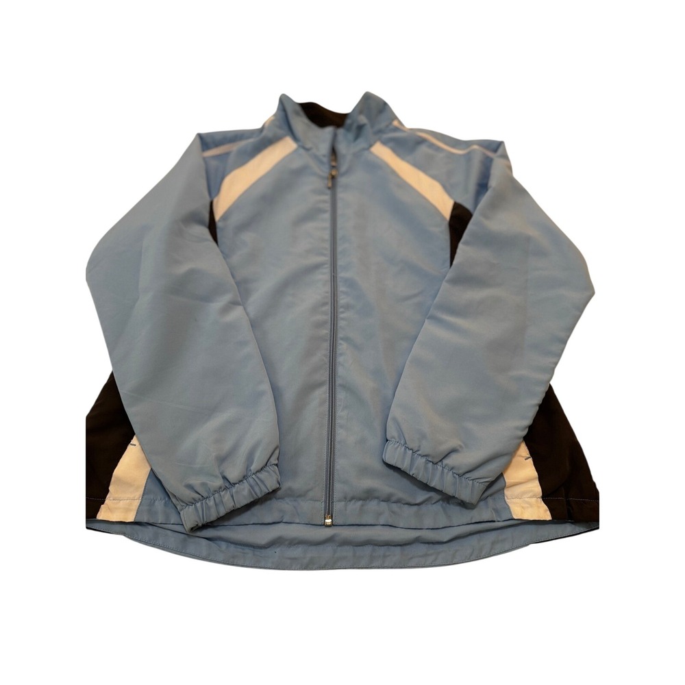 Athletic Works Womens Blue Black White Track Jacket Full Zip L G Athletic